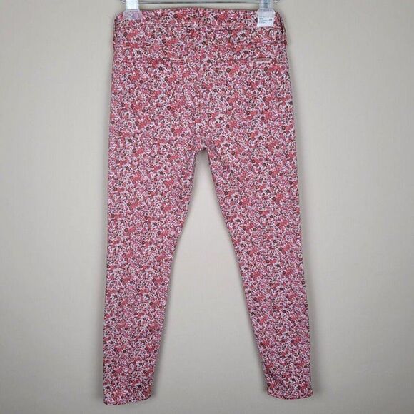 Hudson Nico Midrise Ankle Spr Skinny Floral Jeans Red White Size 28 - Picture 2 of 10